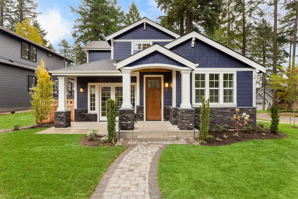 Exterior view of a recently purchased home.