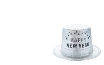 A sparkly silver new year's eve party hat