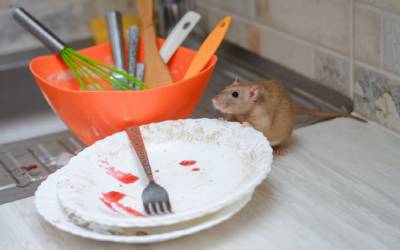 A rat in someone's kitchen in Covington LA - Ja-Roy Pest Control