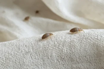 Ticks crawling across a white cloth inside a residential home ready for Ja-Roy's protection.